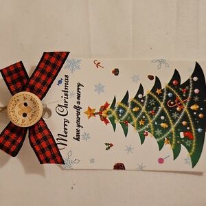 Hand Crafted Gift Tags Upcycled Buttons Christmas Tree Paper Size 3"x 2" Set 10